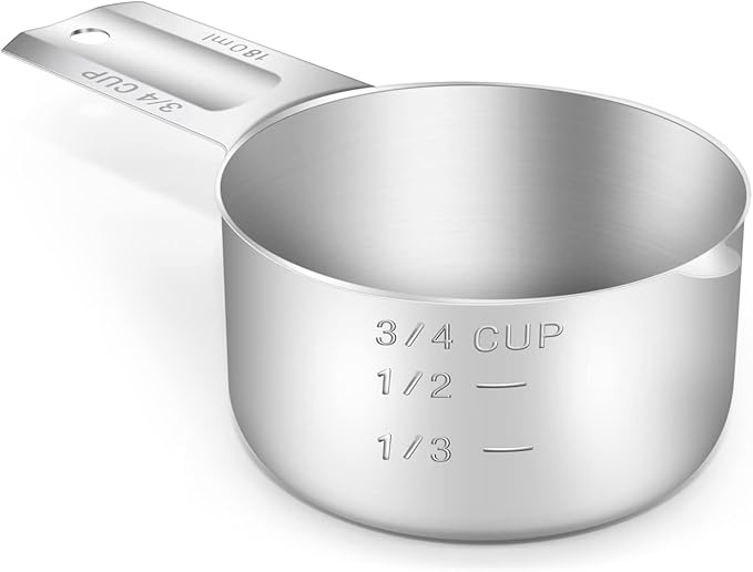 1PCS 3/4Cup Single Measuring Cup, Stainless Steel Measure Scoop, Metric and US by BERYLER