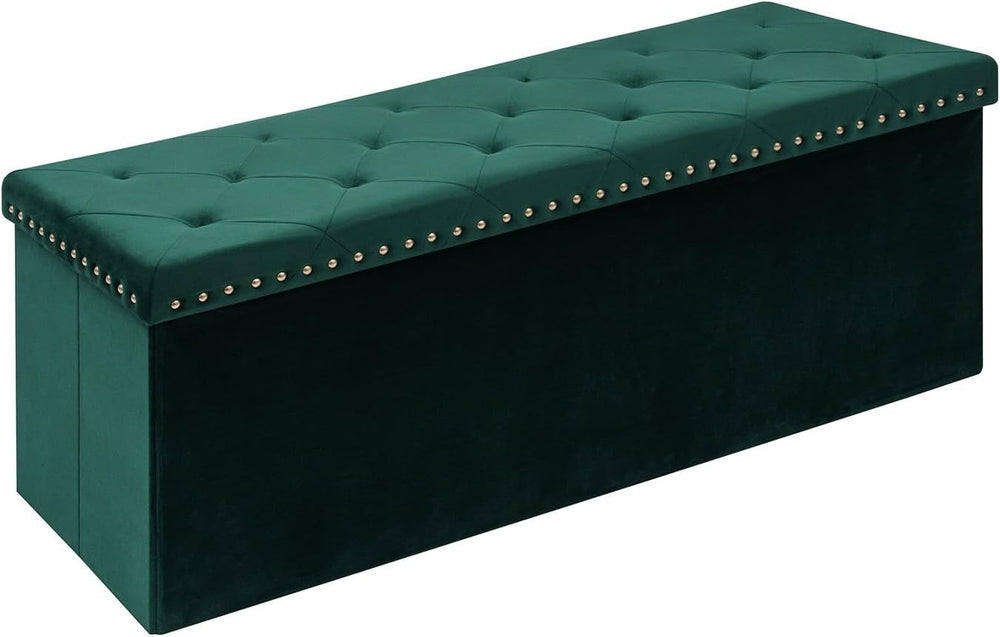 Velvet Storage Ottoman Bench, 43.3" Folding Ottoman