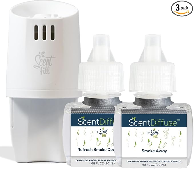 ScentDiffuse Smoke Odor Deodorizing Air Freshener Starter Kit, 2 Refills + by ScentFill