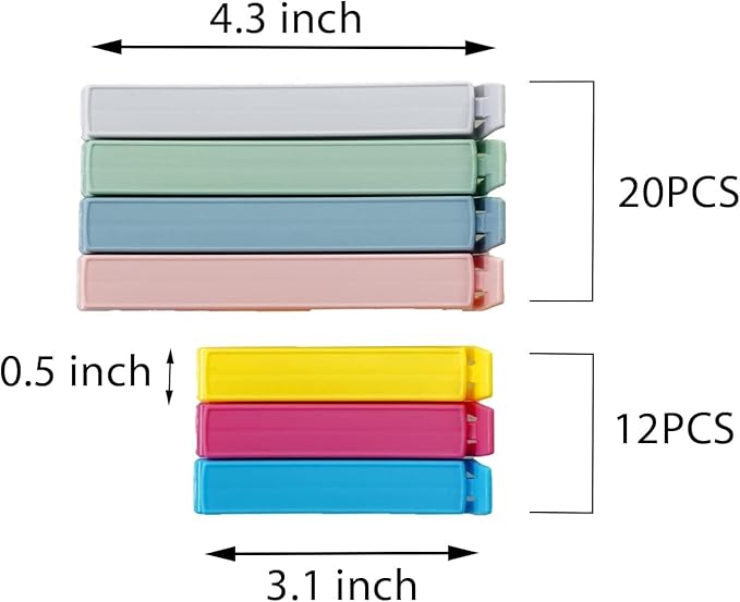 32 PCS Plastic Chip Clips for Food Packages, Curved Design Sealing Bag Clips - Image 2