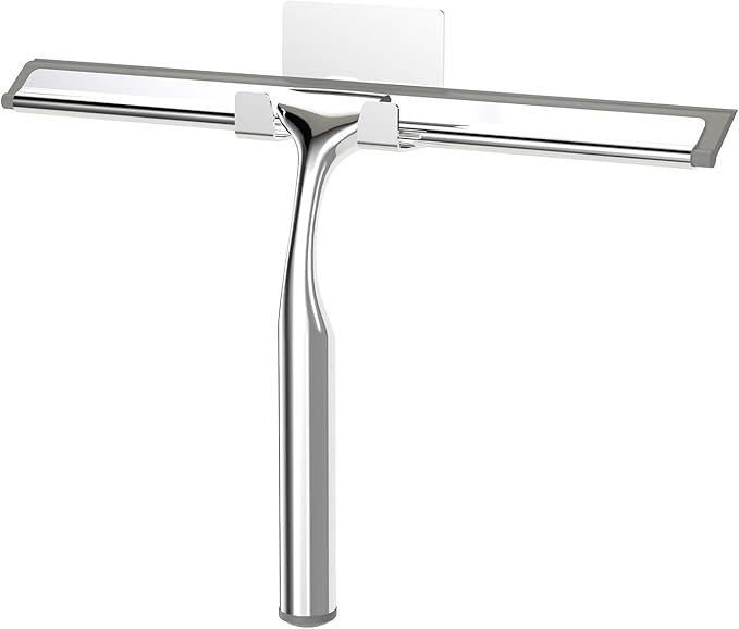 Shower Squeegee for Glass Doors, Stainless Steel Shower Squeegee for Bathroom by APLOP