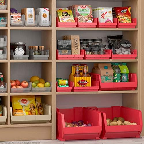 Akro-Mils 30158 Heavy Duty Plastic Shelf Bins, 18"x 8"x 4", Ye...