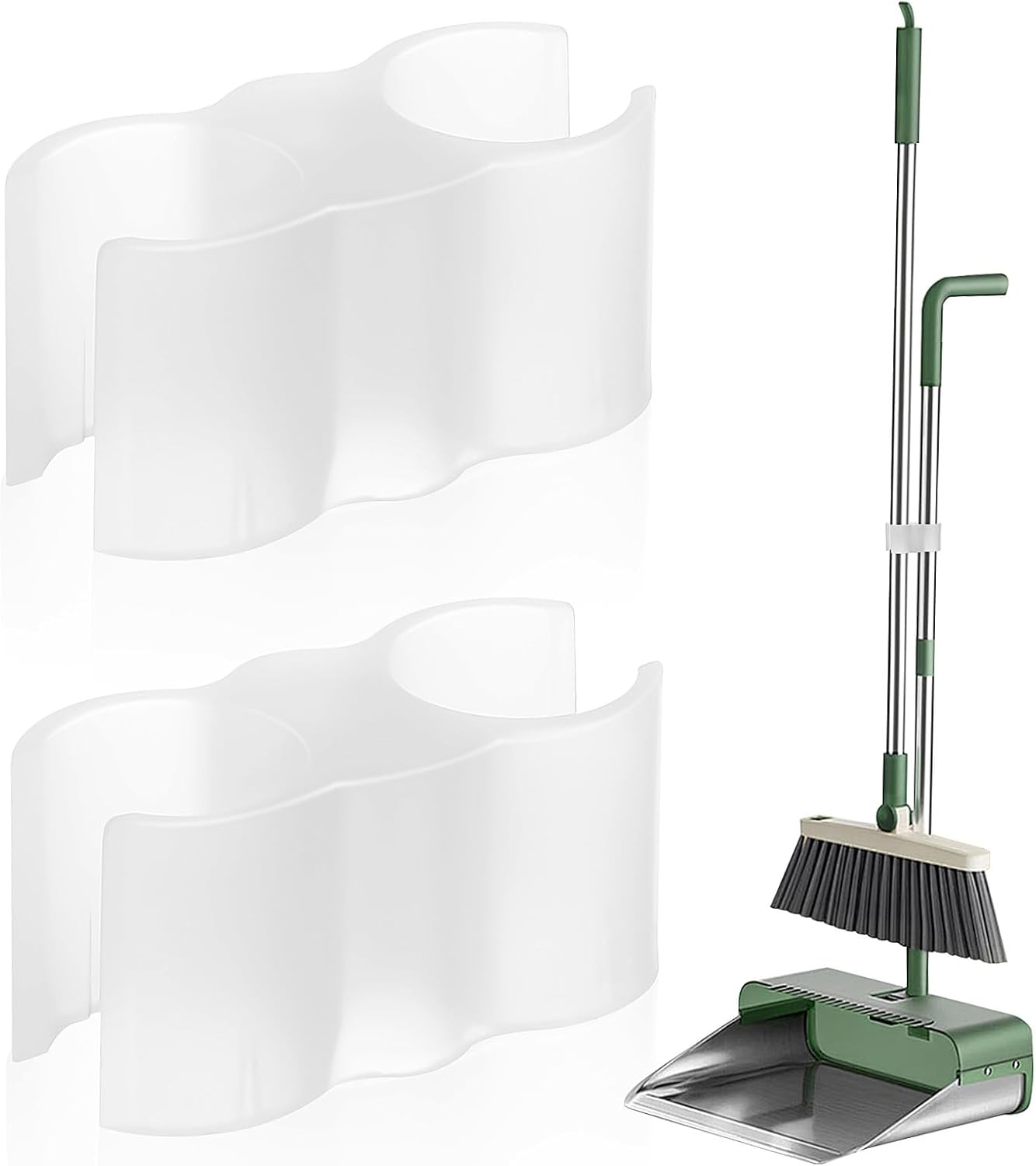 Vaguelly 2pcs Dustpan-Broom Coupler Double Clamp Connector Set, Secure Cleaning Link Adapter for Sweeping Tools, Sturdy Dustpan Clip Fastener for Household Cleaning
