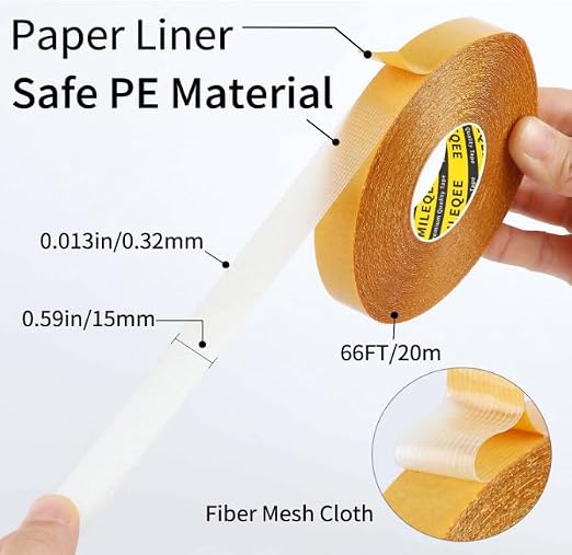 Double Sided Tape Heavy Duty, 0.59" x 66FT, Universal High Tack Strong Wall - Image 2