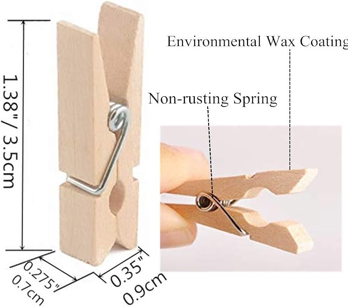 50PCS Small Wooden Clothespins for Pictures - Image 2