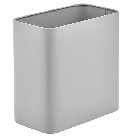 mDesign Small Metal 2.4 Gallon Trash Can Wastebasket Garbage Bin - Image 5