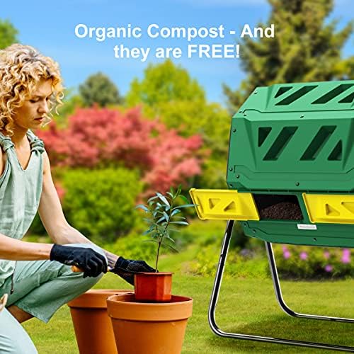 Compost Tumbler Bin Composter Dual Chamber 43 Gallon (Bundled with Pearson...