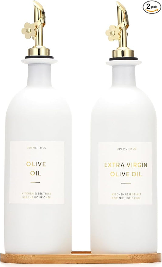 HOMCDALY Olive Oil Dispenser for Kitchen, 16oz Glass Oil Bottles by HOME