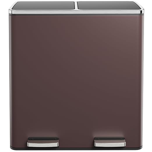 AthLike 60L Dual Trash Can, Stainless Steel Kitchen Garbage Can, Double by AthLikeforEveryone