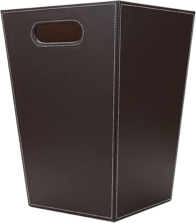 KINGFOM Classic Pu Leather Trash Can Wastebasket, Garbage Container Bin - Image 6