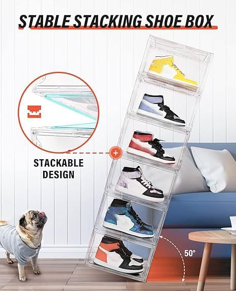 KDOR Shoe Box for sneakers，Closet, hat Clear Plastic Stackable 10 Pack Sneaker - Image 4