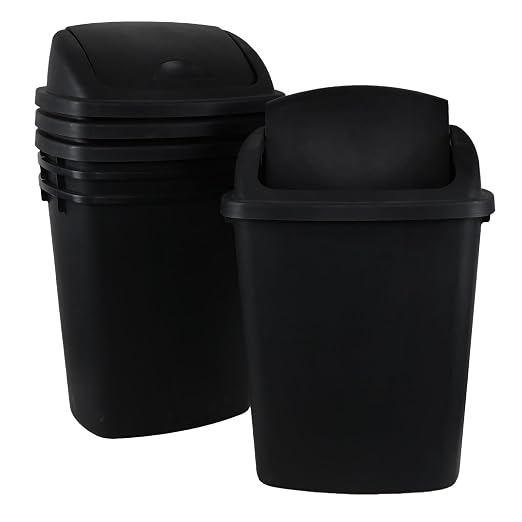 10 Gallon Black Swing Top Trash Cans by DynkoNA