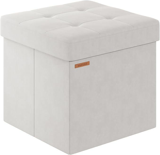Folding Storage Ottoman, Velvet Storage Bench, by Liveinacomfortablehome