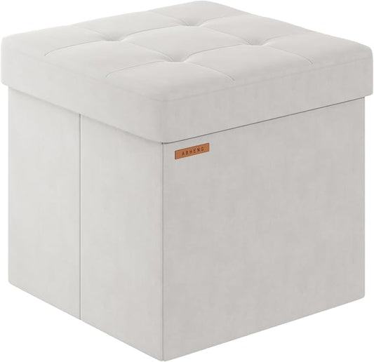 Folding Storage Ottoman, Velvet Storage Bench, by Liveinacomfortablehome