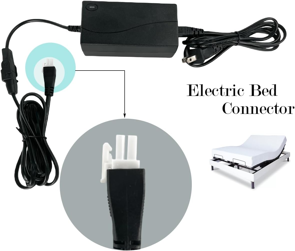 Adjustable Bed Base Power Supply Adapter，Electric Bed Power Supply Replacement Power Cord Kit Compatible for Ergo, Extend, Sealy Ease and Serta New Generation Electric Bed