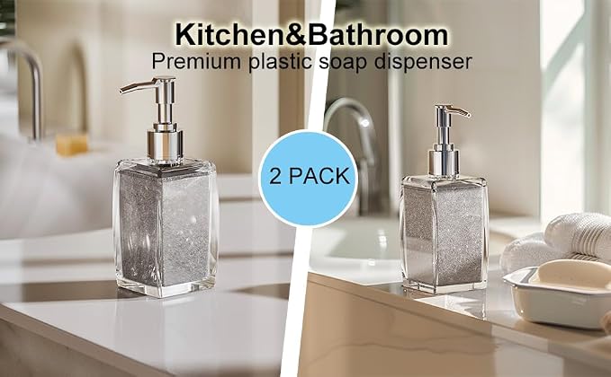 Silver Soap Dispenser with Refillable Plastic Pump - Image 6