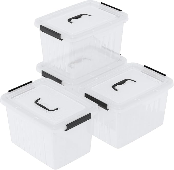 4 Packs 20 L Clear Plastic Storage Bins, Stackable Organizer Containers - Image 7