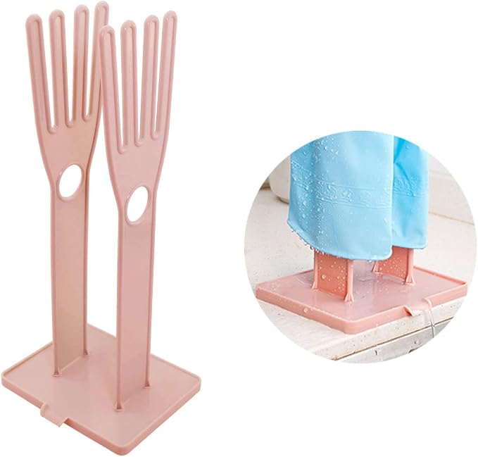 Pink Color Gloves Stand 15x12x34cm Kitchen Multifunctional Rubber Gloves Drain - Image 5