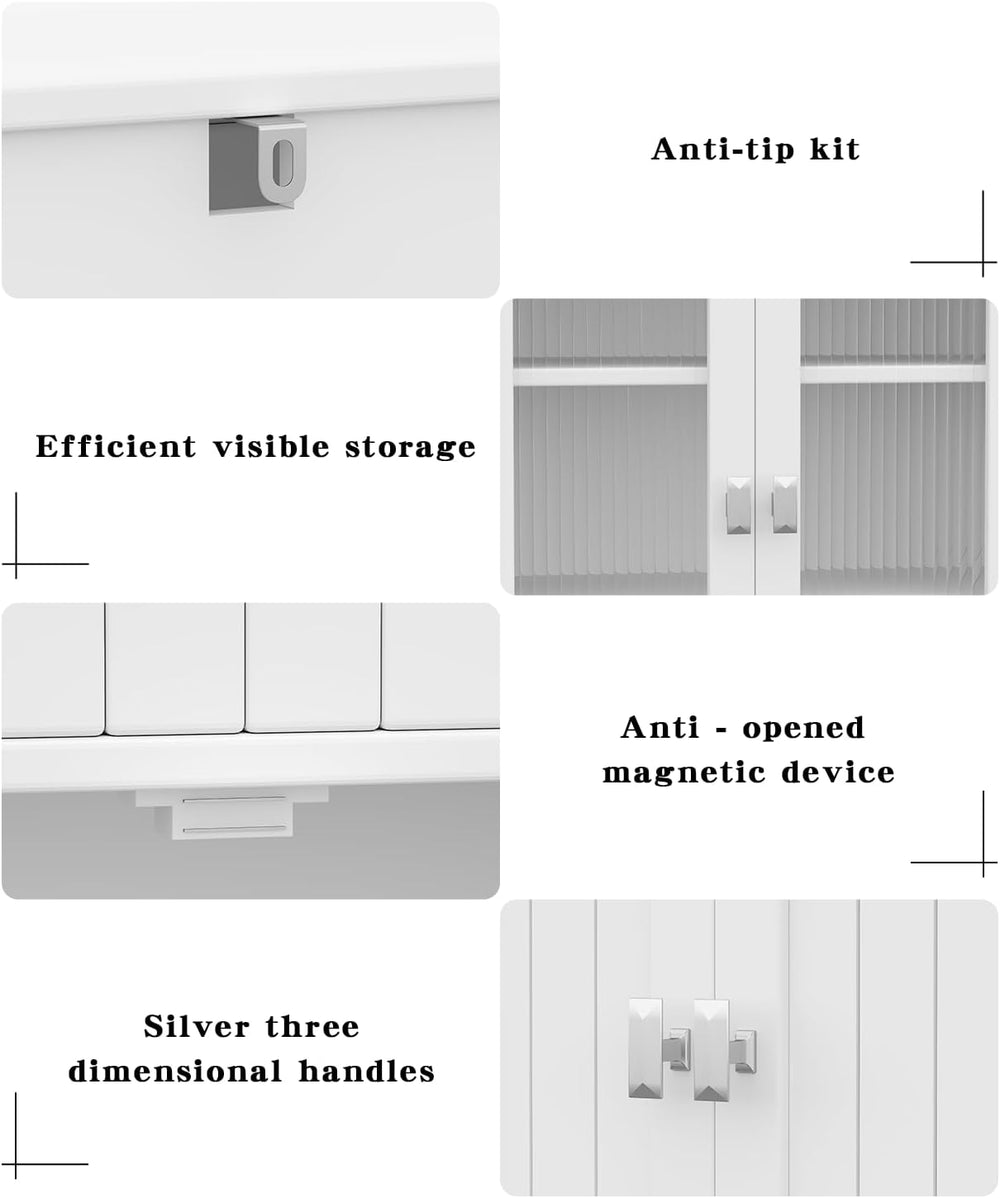 Akxomel 53.1" Tall Bathroom Cabinet 6 Doors Linen Floor Storage Cabinet