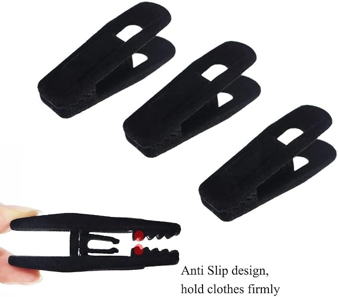 Black Velvet Hangers Clips 40 PCS, Pants Hangers Velvet Clips Easily Add to - Image 4