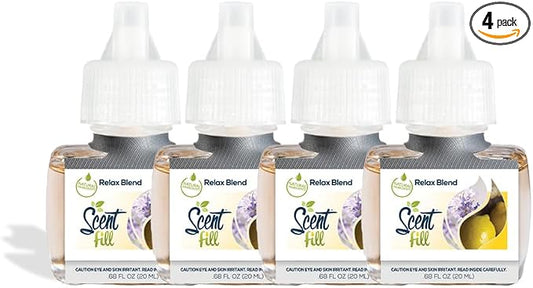 Scent Fill Relax Blend Plug in Air Freshener, 4 Scented Oil Refills by ScentFill