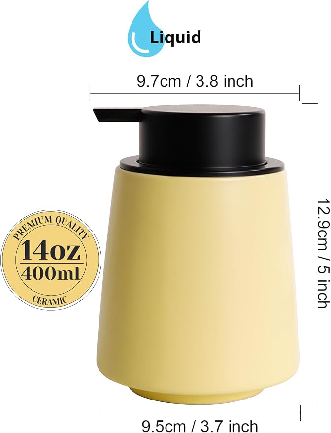INGOFIN Ceramic Soap Dispenser, 14 oz Bathroom Hand Soap Dispenser, Liquid - Image 2