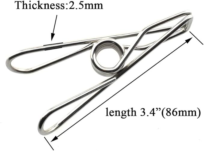 HAHIYO Clothespins Chip Clips All Metal Stainless Steel No Rust Stains Strong - Image 2
