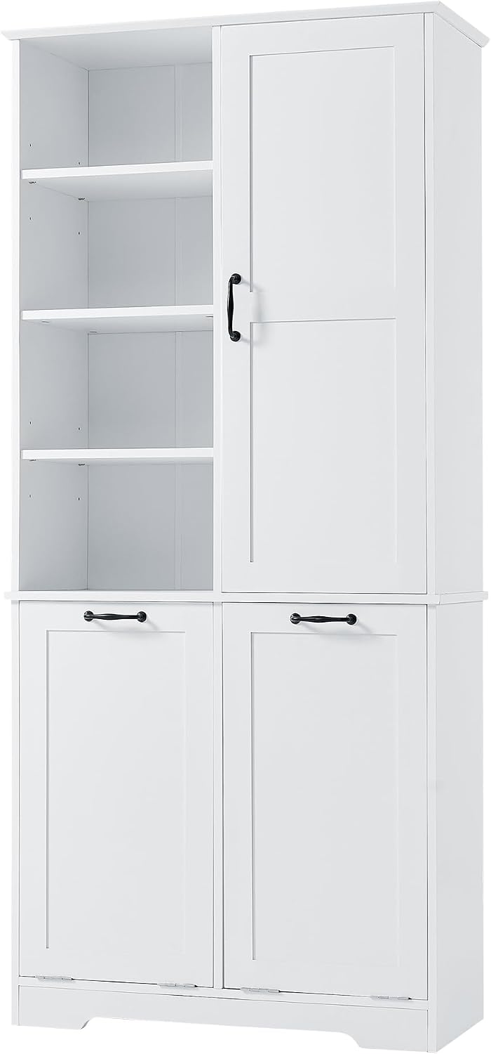 Tall Storage Cabinet, Bathroom Floor Freestanding Storage Cabinet with Doors,...