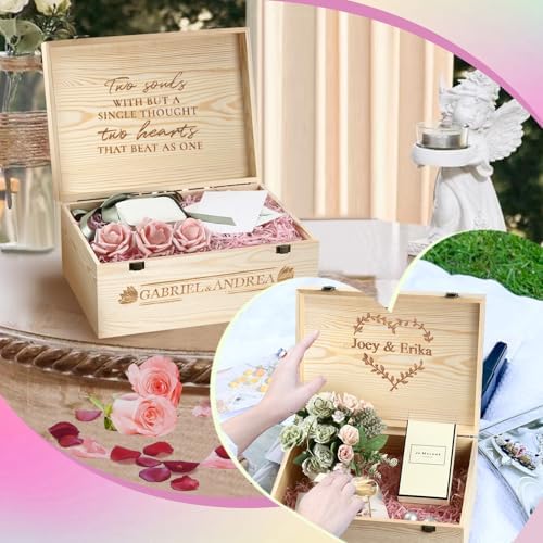 Large Unfinished Wooden Boxes Set of 2 Sizes Wood Box with Hinged Lid