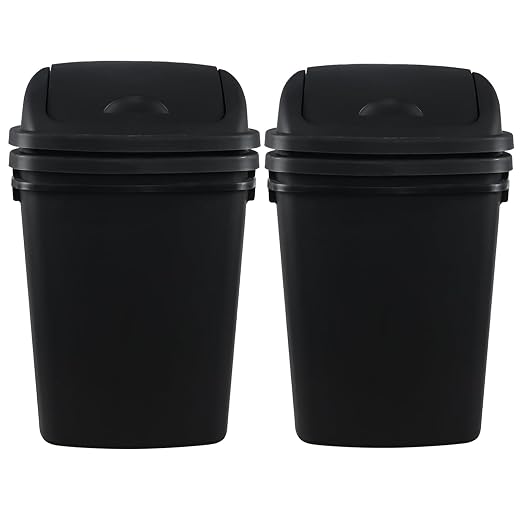 4 Pack 40 Liter Swing Lid Kitchen Garbage Can, Plastic Trash Can - Image 2