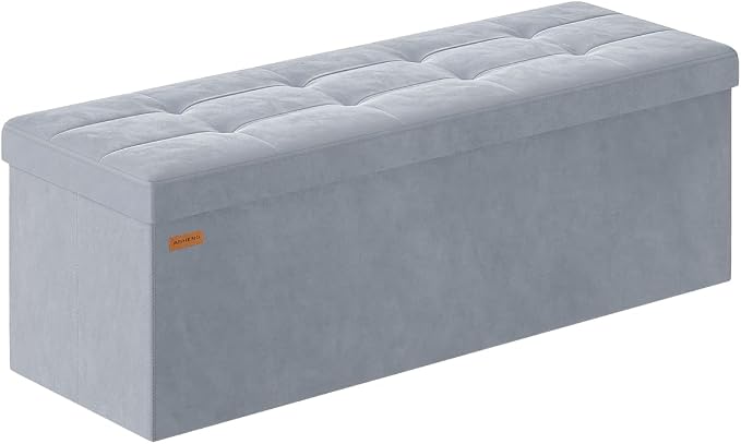 Folding Storage Ottoman, Velvet Storage Bench, Removable Divider, by Liveinacomfortablehome