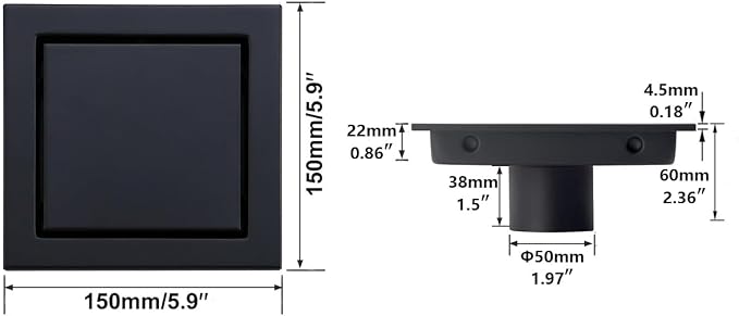 RANDOM Black Shower Drain Square - Image 2