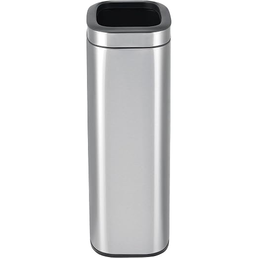 Global Industrial 8 Gallon Stainless Steel Slim Open Top Receptacle - Image 3