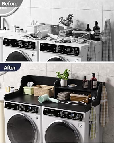 Washer Dryer Countertop with Power Outlet, 54"W x 27.5"D Laundry Co...
