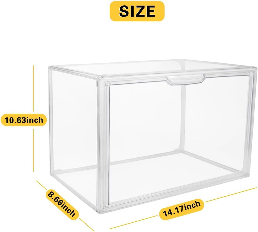 GUDEMAY Clear Stackable Plastic Storage Bins with Magnetic Lid, Dustproof Boo...