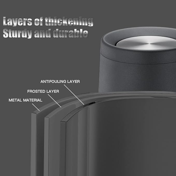 Household Swing Black Bathroom Trash Can，Brushed Stainless Steel，10 L/3 - Image 5