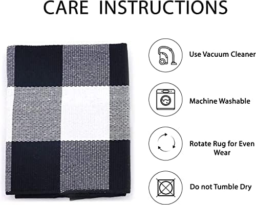 4x6 Buffalo Plaid Outdoor Rug, Washable Front Porch, Black White | Woven cotton checkered outdoor rug for porches and entryways, black and white washable decor for indoor outdoor use