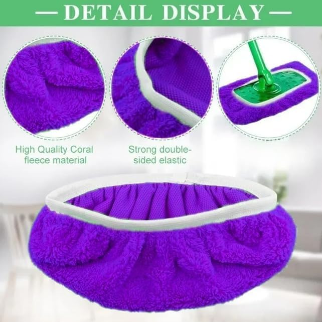 Microfiber Mop Pads - 4 Pack Reusable Washable Refills for Wet & Dry Floor Cleaning - Fits Most Standard Mops - Purple Household Cleaning Pads