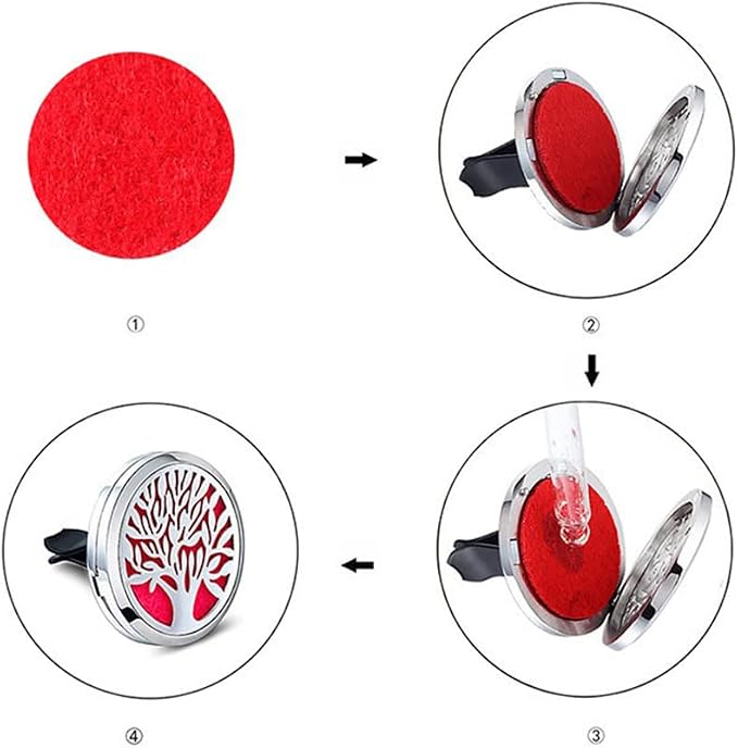 2Psc Black Car Aromatherapy Essential Oil Diffuser Locket Tree of Life Pattern - Image 4