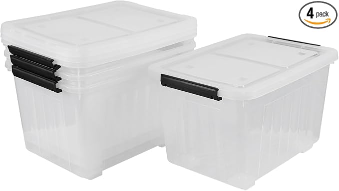 30 Quart Clear Plastic Latch Storage Bins by Unknown