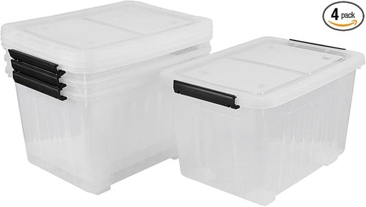 30 Quart Clear Plastic Latch Storage Bins by Unknown