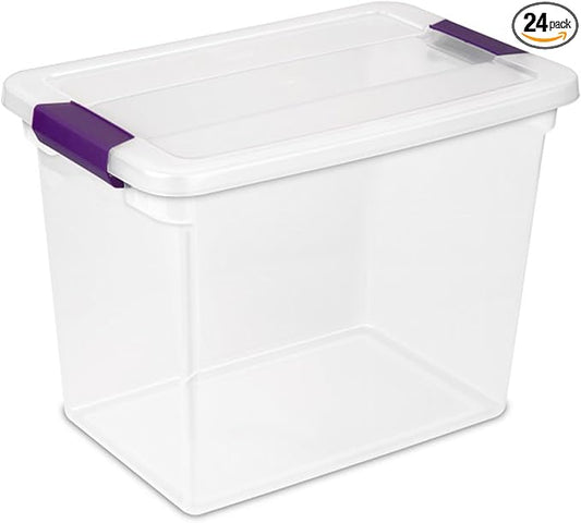 Sterilite 24-Pack 27 Quart ClearView Latch Box, Stackable Organizer Bins by Sterilite