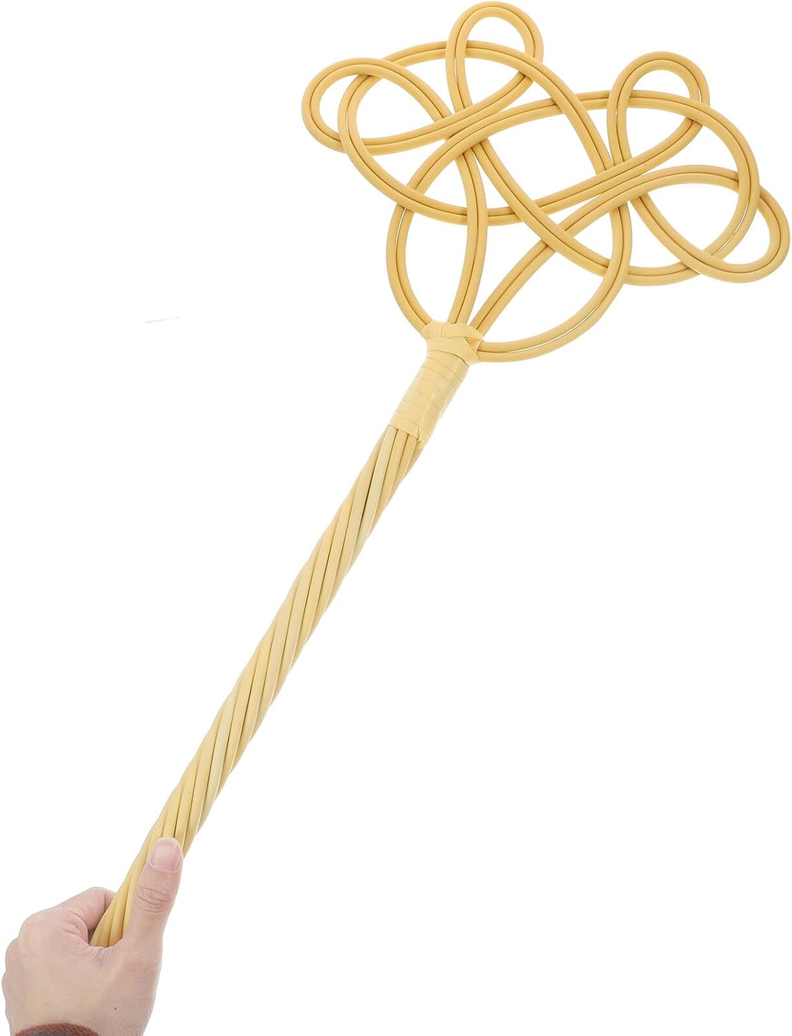 Artibetter Traditional Quilt Duster with Long Twisted Rattan Handle, Woven Carpet Rug Beater for Home Cleaning and Mattress Dust Removal, 1pcs Manual Dust Fluffer for Bedding and Upholstery