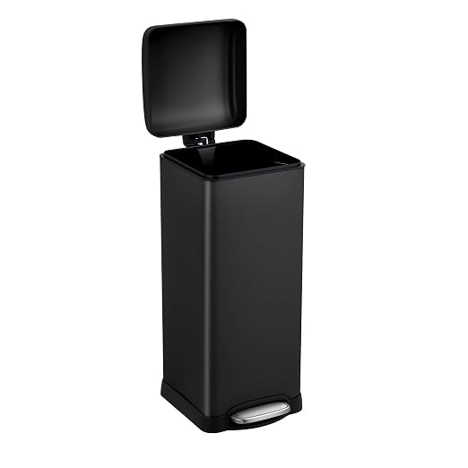 8 Gal/30L Slim Trash Can, Rectangular Step-On Stainless Steel Garbage Can by Unknown