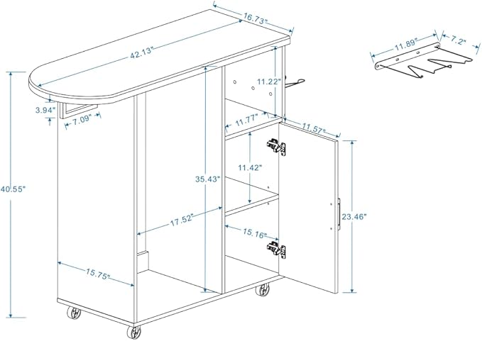 Rolling Ironing Board with Storage Cabinet, Ironing Table with Heat-Resistant - Image 7