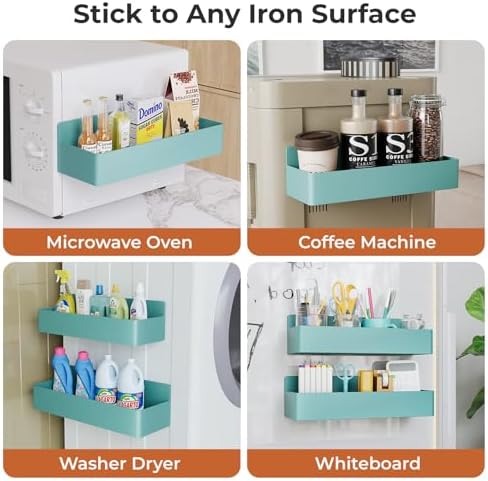 Mystozer Magnetic Spice Rack for Refrigerator, Kitchen Organizer and Storage Shelf, Blue (6 Pack)…