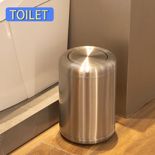 Waste Can 3 Gallon with Swing Lid，Brushed Stainless Steel Trash Can，Metal - Image 7
