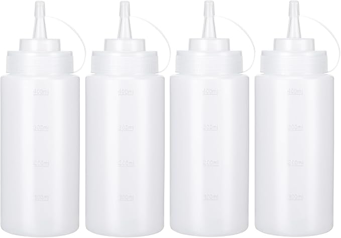 Condiment Squeeze Bottles Ketchup Dispenser, 4 Pack 16oz Squeeze Bottles by Katfort