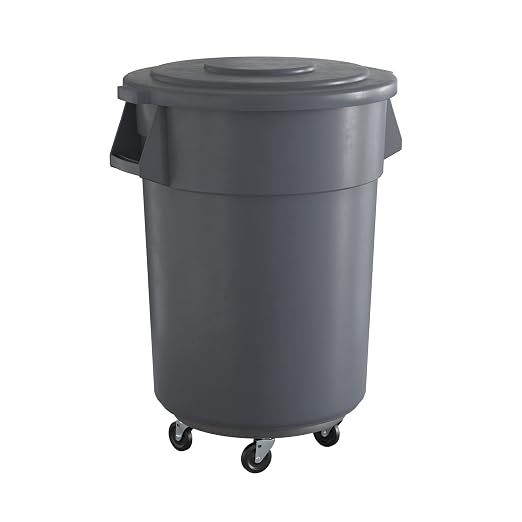 55 Gallon Gray Round Commercial Trash Can by Krollen+Industrial