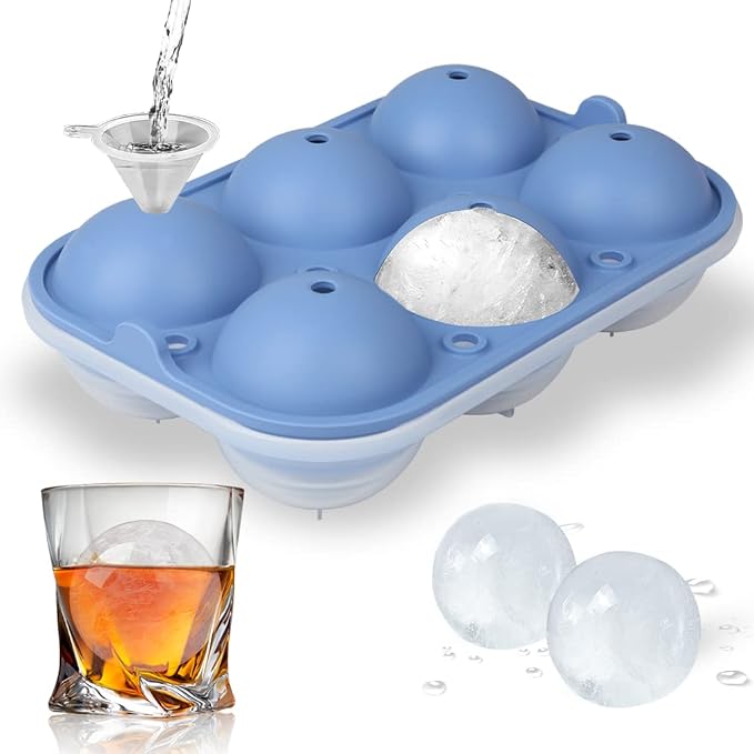 Ice Ball Maker, TINANA Reusable 2.5 Inch Ice Cube Trays, Easy Release Silicone by TINANA